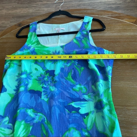 Isaac Mizrahi Bright Blue and Green Floral Flowy Sleeveless Maxi Dress Sz Small - Picture 7 of 14